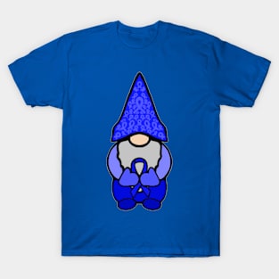 Gnome Holding a Blue Awareness Ribbon T-Shirt